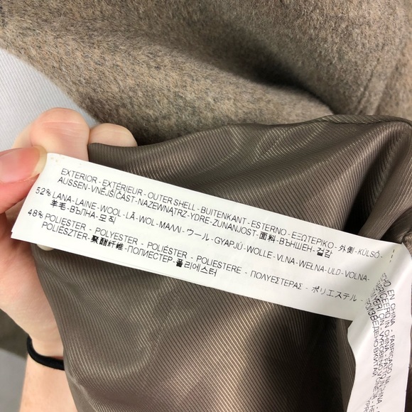 Zara Basic Wool Blend Waterfall Trench Coat Gray - Picture 4 of 6